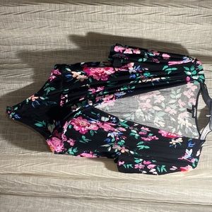 Express black floral bodysuit